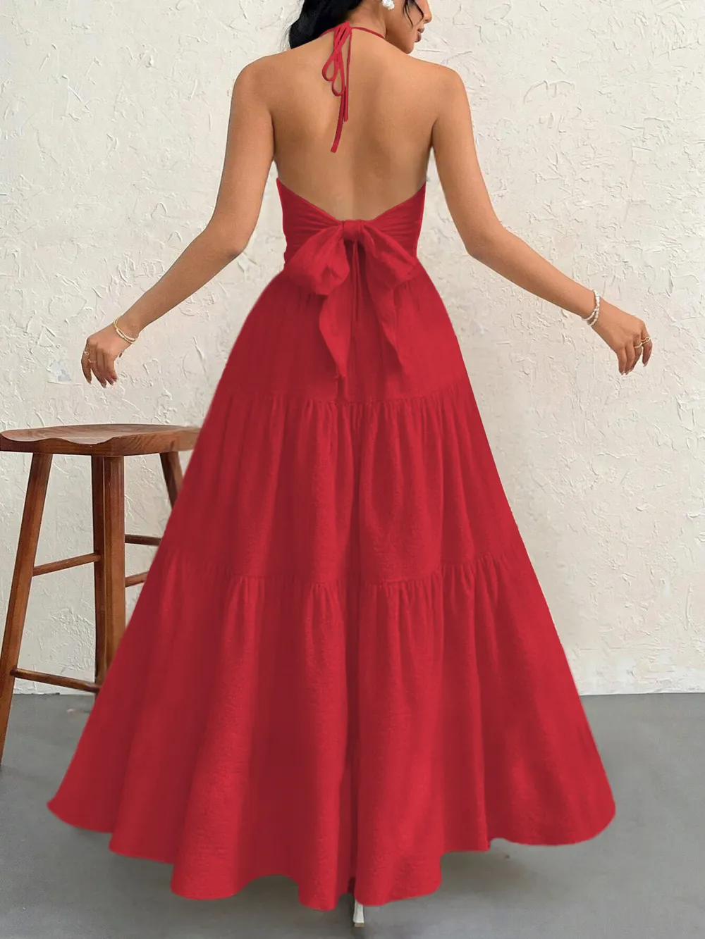 Halter Neck Tiered Maxi Dress, image 6