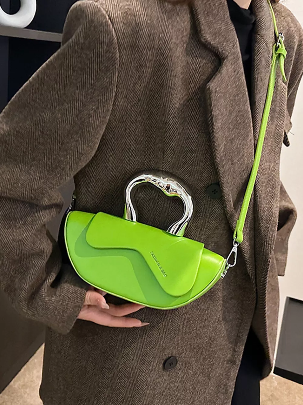 Half-Moon Crossbody Bag with Handle, image 2