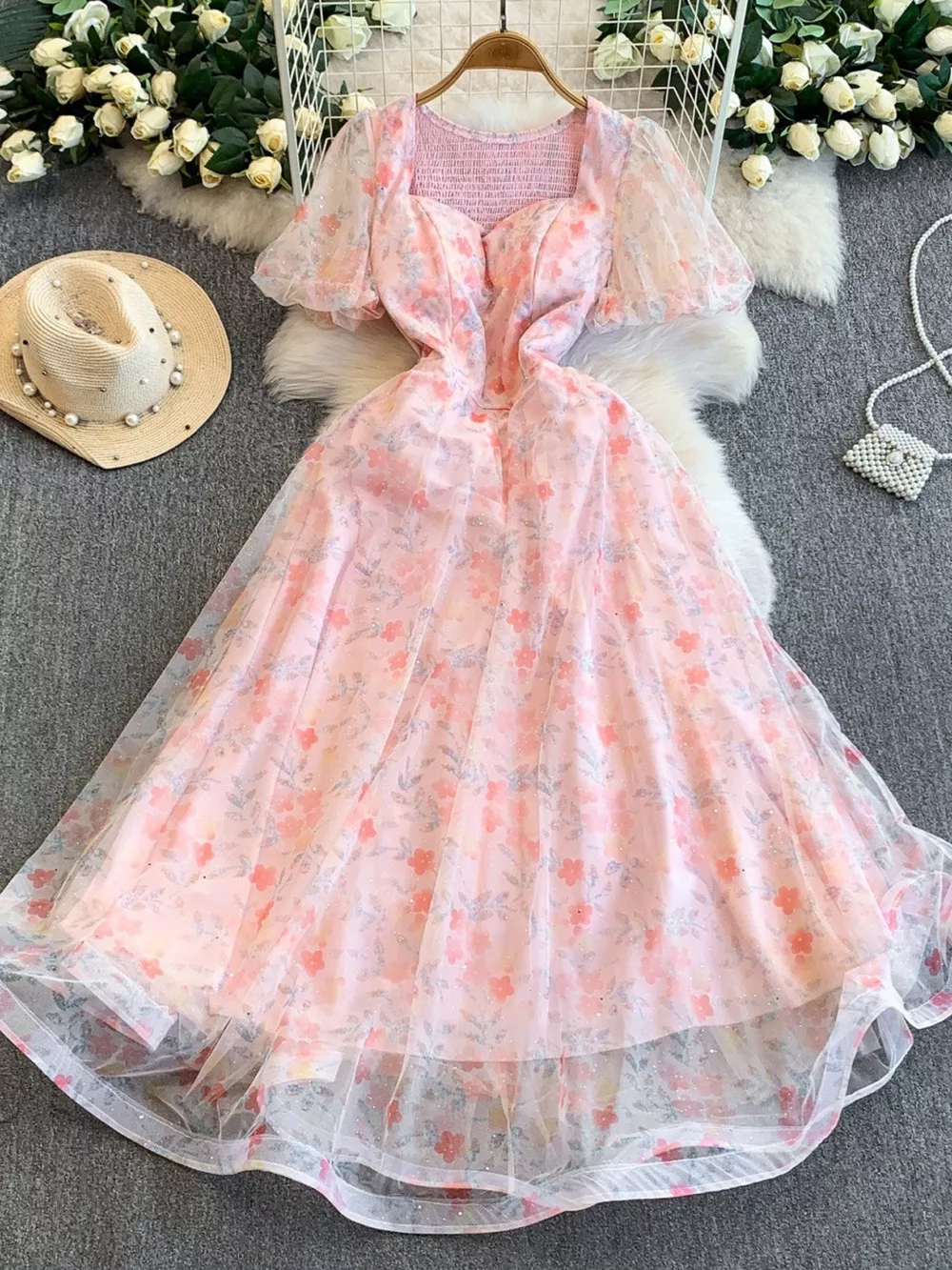 Sweetheart Neck Puff Sleeve Dress, image 17