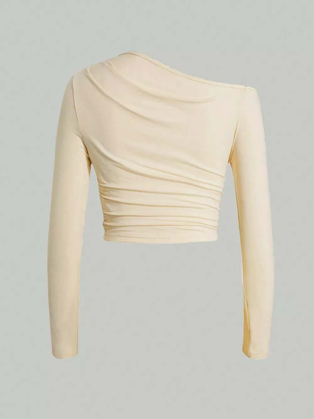 One-Shoulder Ruched Long Sleeve Crop T-Shirt, image 4