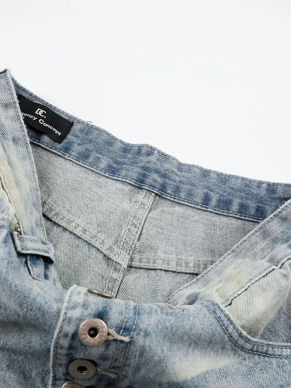 Men's High-Waisted Button-Fly Wide-Leg Vintage Washed Jeans, image 12