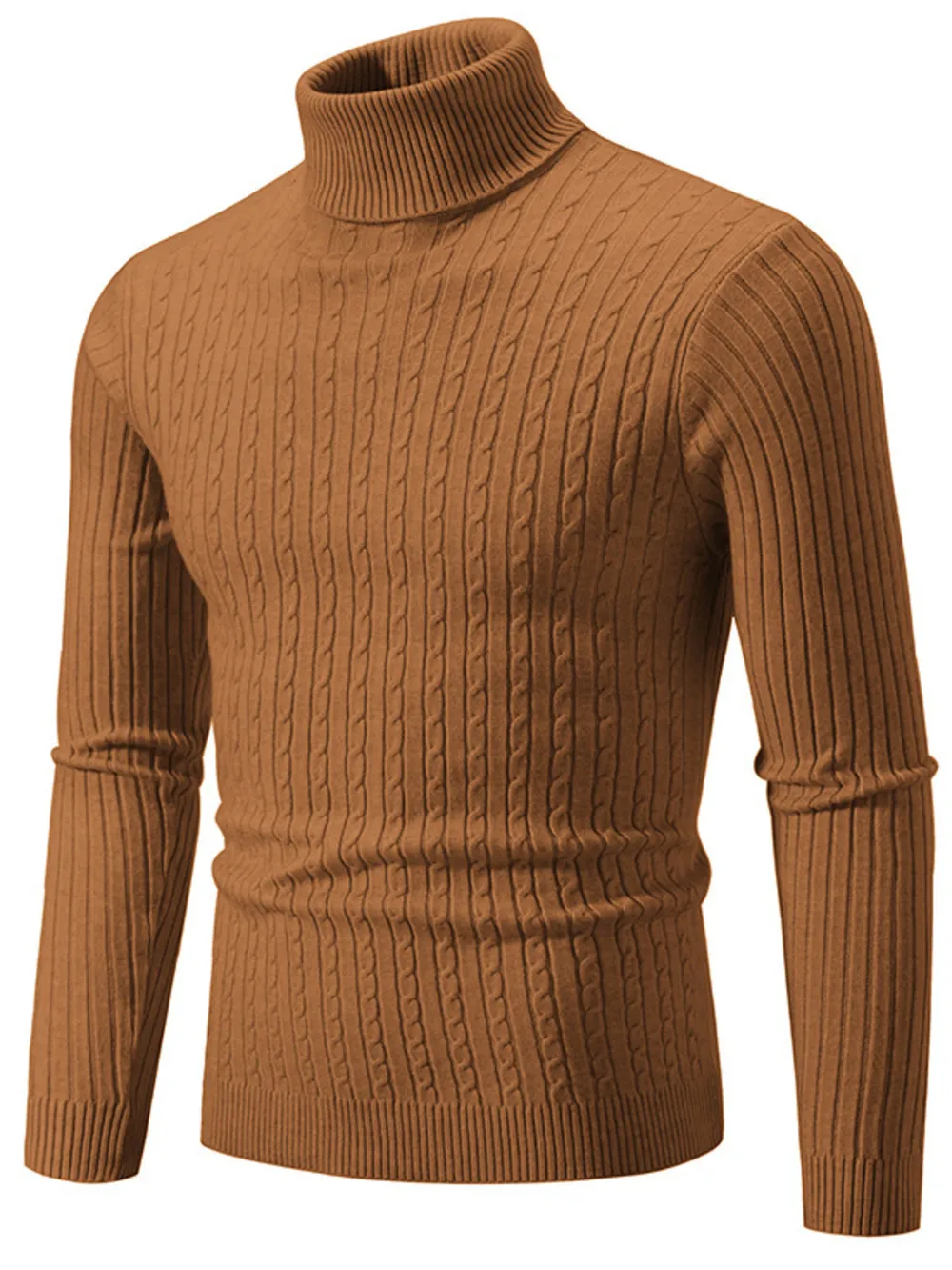Men's Plus Size Ribbed Turtleneck Long Sleeve Sweater, image 11