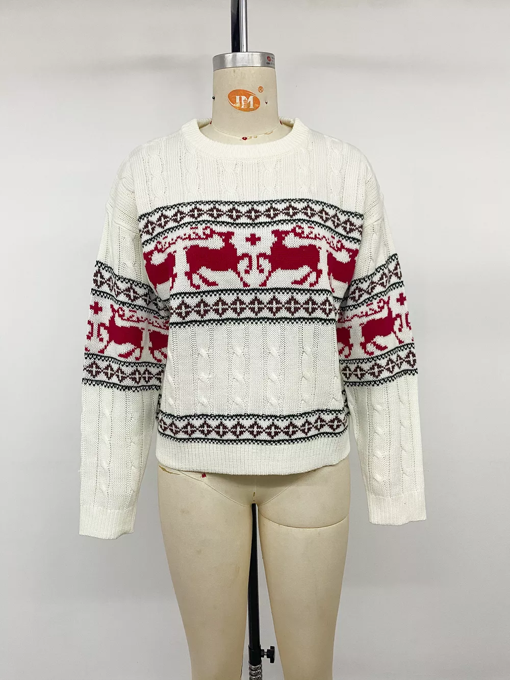 Christmas Reindeer Pattern Cable Knit Sweater, image 11