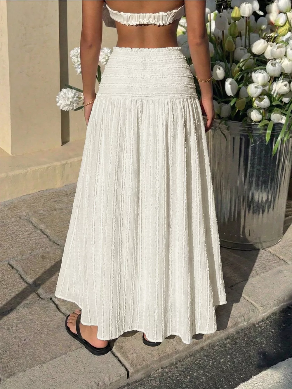 Textured A-Line Midi Skirt, image 7