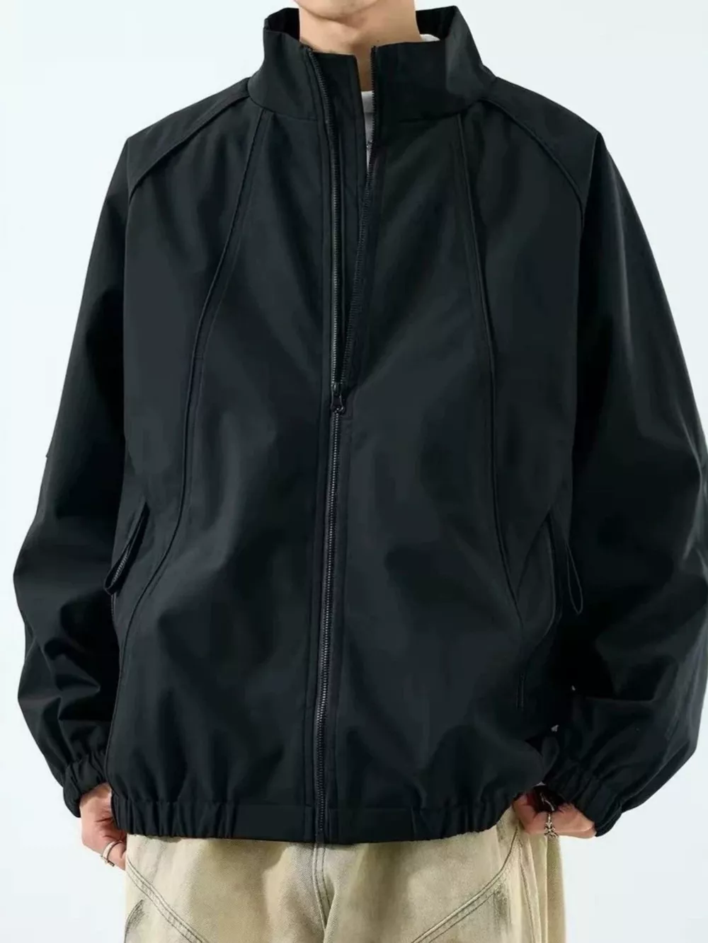 Men's Plus Size Zip Up Raglan Sleeve Jacket