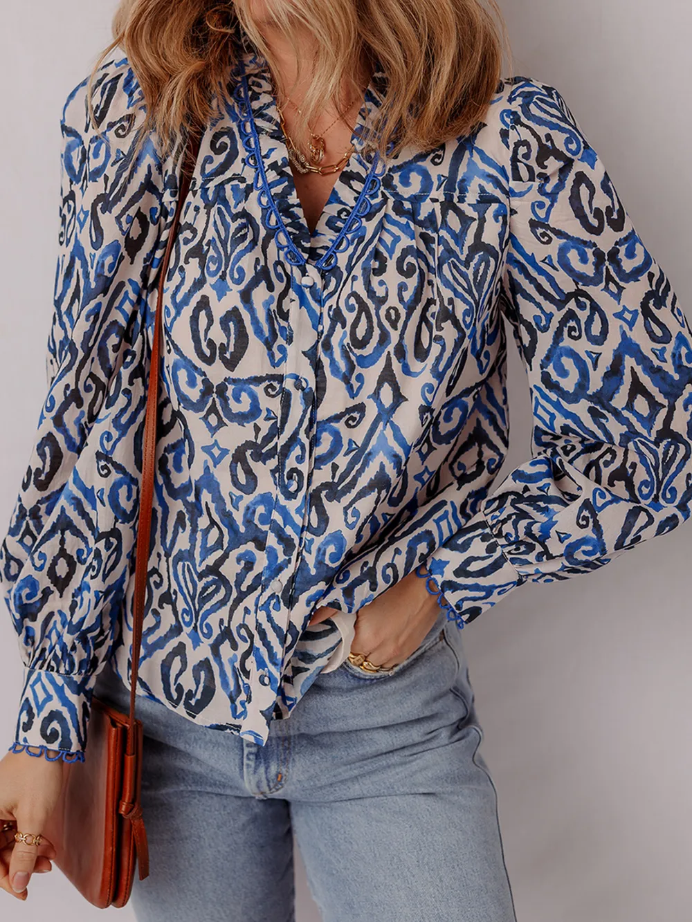 Paisley Print Long Sleeve Blouse, image 8