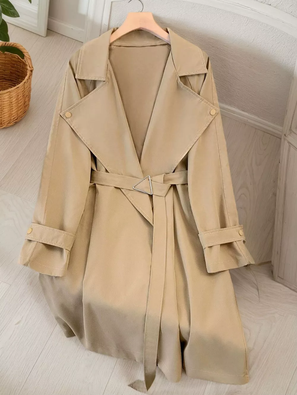 Lapel Collar Longline Trench Coat, image 2