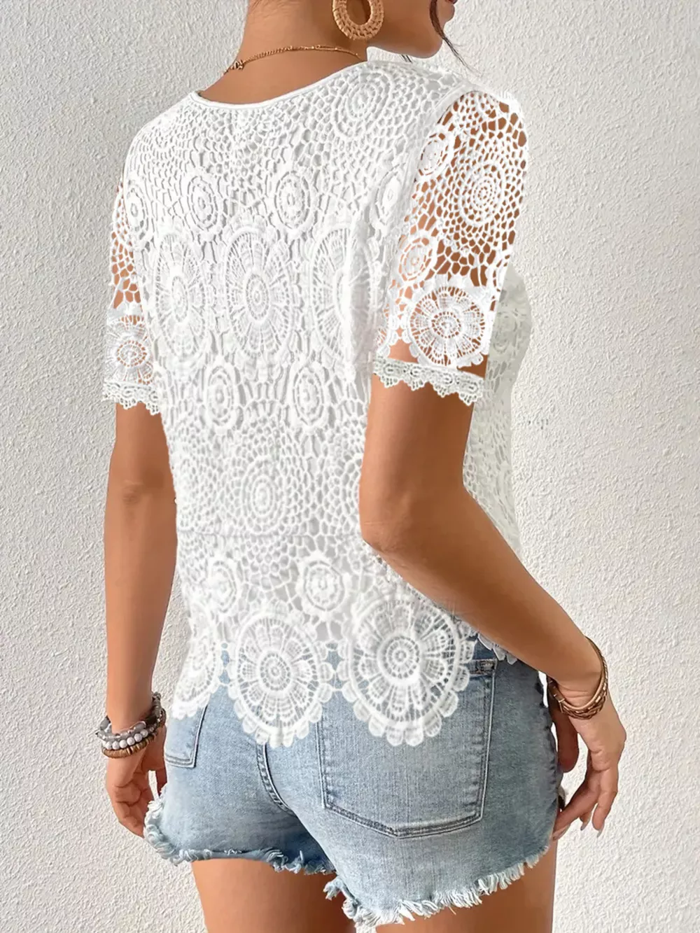Lace Short Sleeve Blouse, image 3