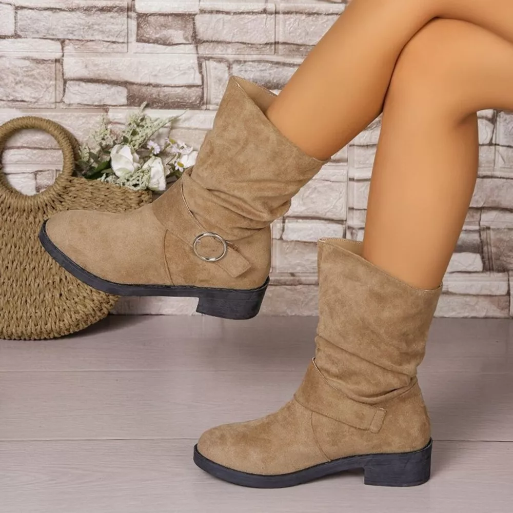 Round Toe Block Heels Boots, image 4