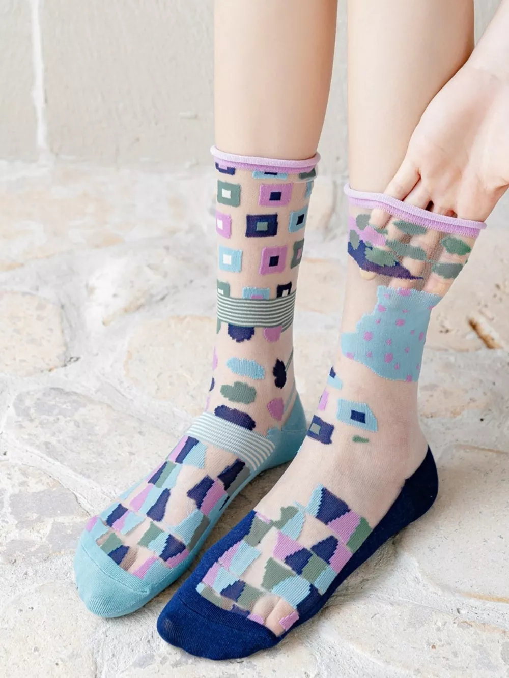Geometric Abstract Print Socks, image 2