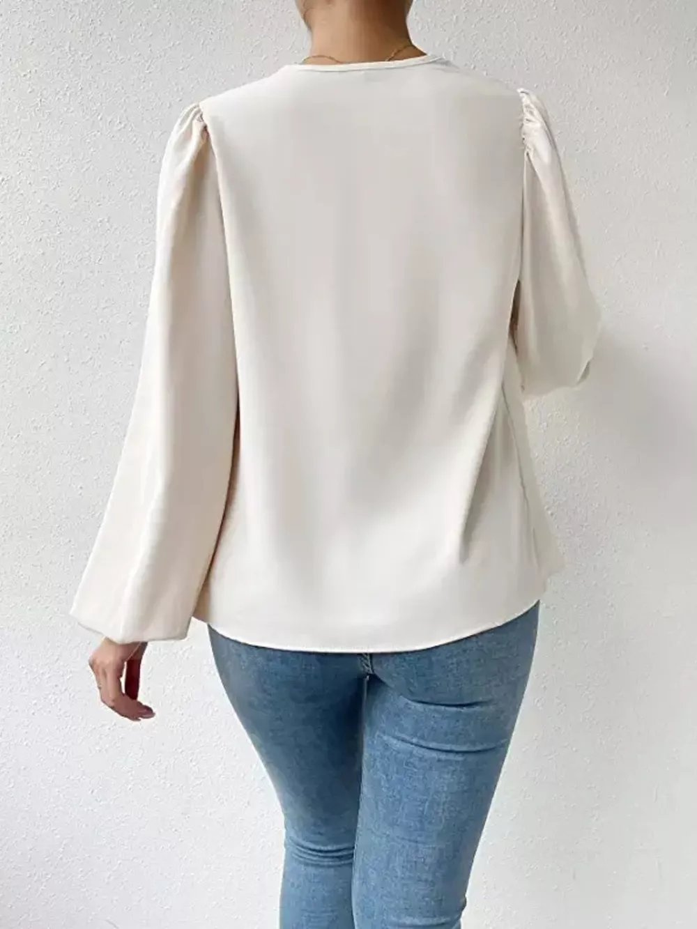 Full Size Cowl Neck Balloon Sleeve Blouse Plus Size, image 8