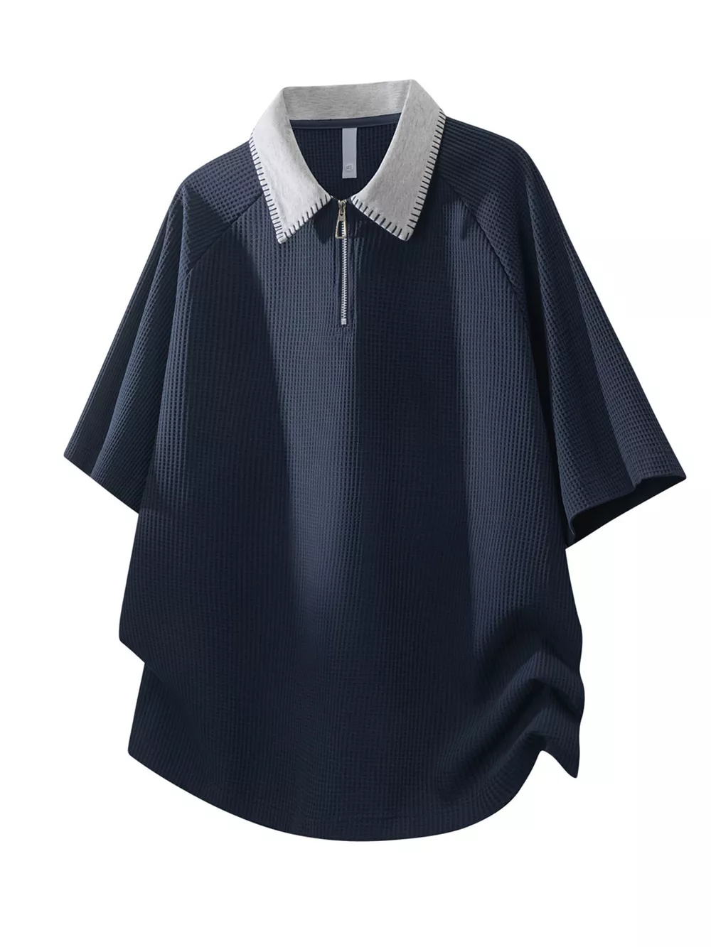 Men's Plus Size Casual Waffle Knit Half-Zip Polo