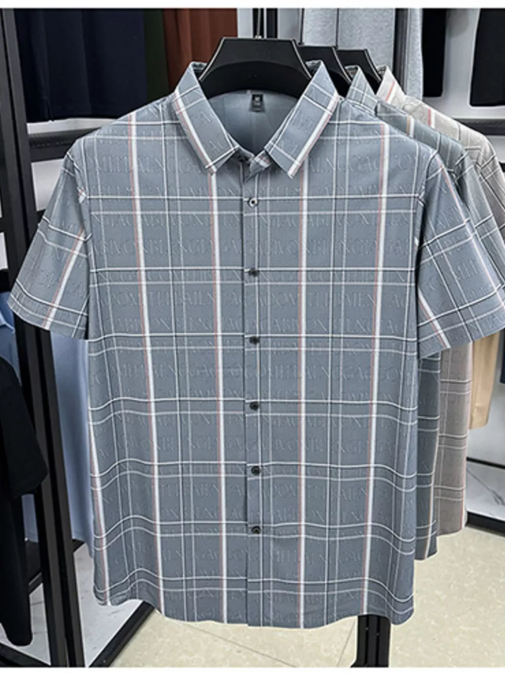 Men's Plus Size Plaid Button Up Short Sleeve Shirt, image 4