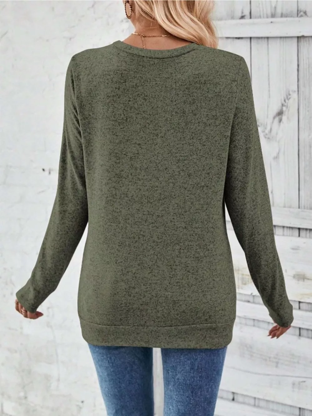 Casual Decor Button Long Sleeve T-Shirt, image 4