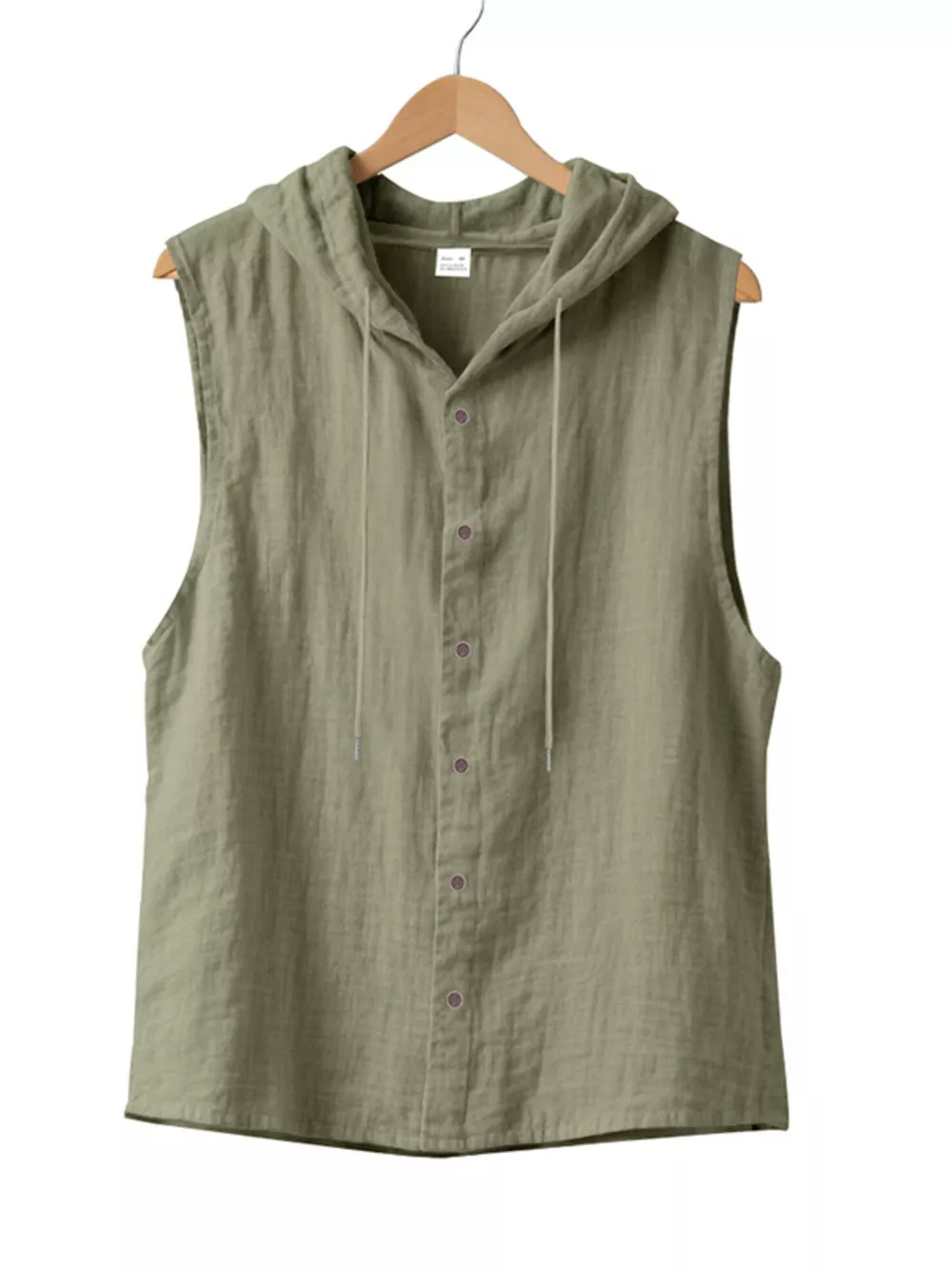 Men's Full Size Casual Sleeveless Hooded Button-Down Top Plus Size, image 13