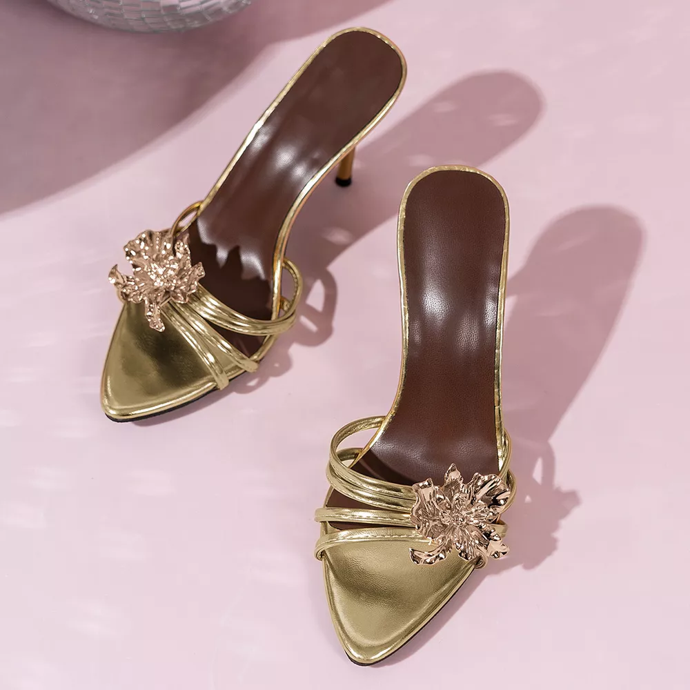 Floral Embellished High Heel Sandals, image 4