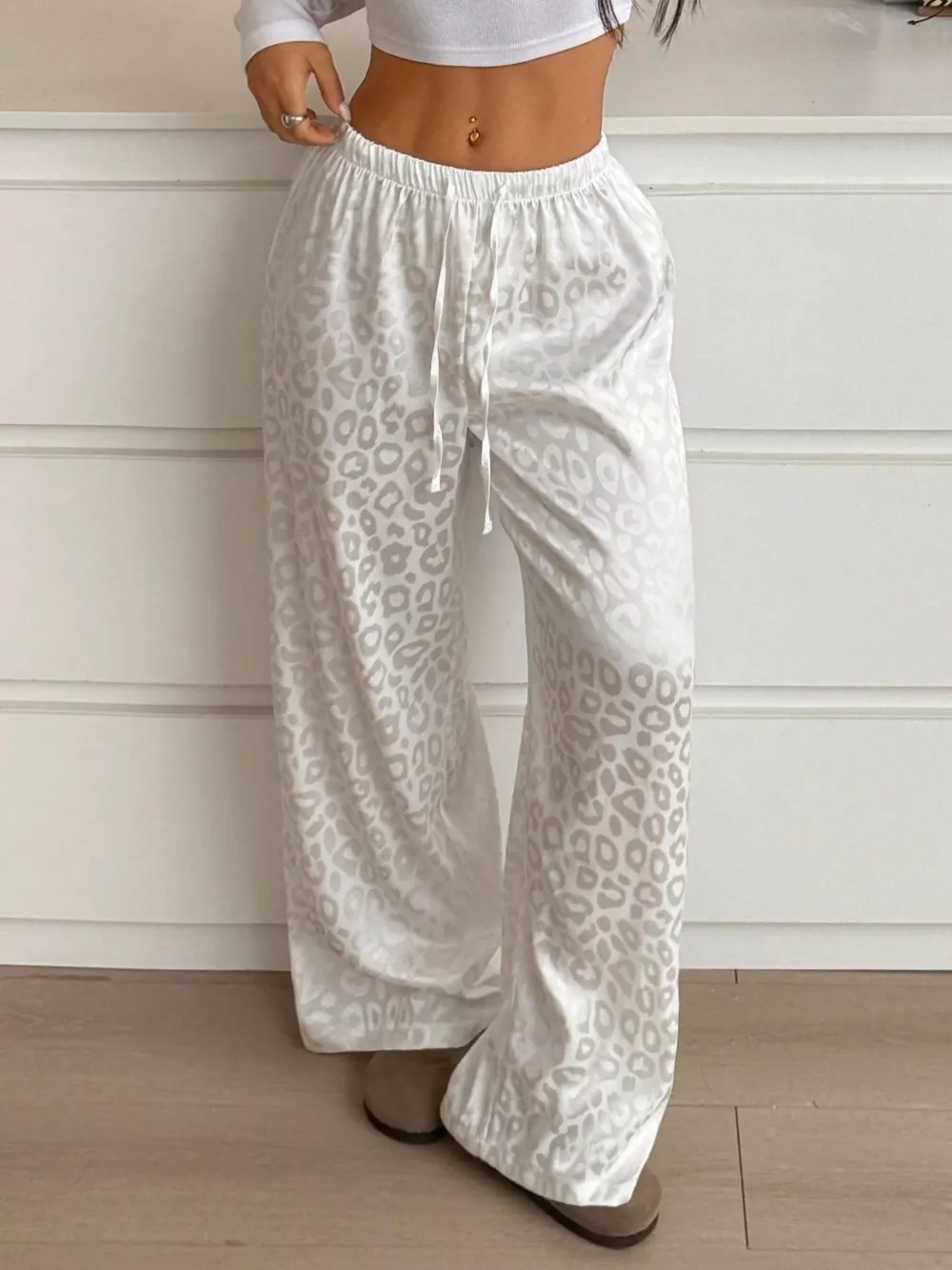 Leopard Print Wide Leg Pants