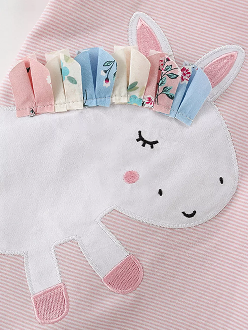 Children's Striped Unicorn Top and Shorts Set, image 3