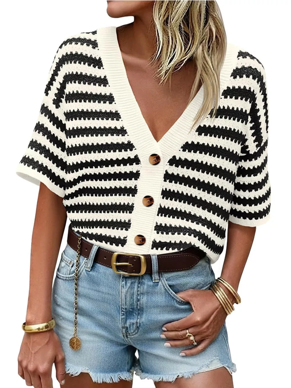 Striped Button Up Cardigan, image 11