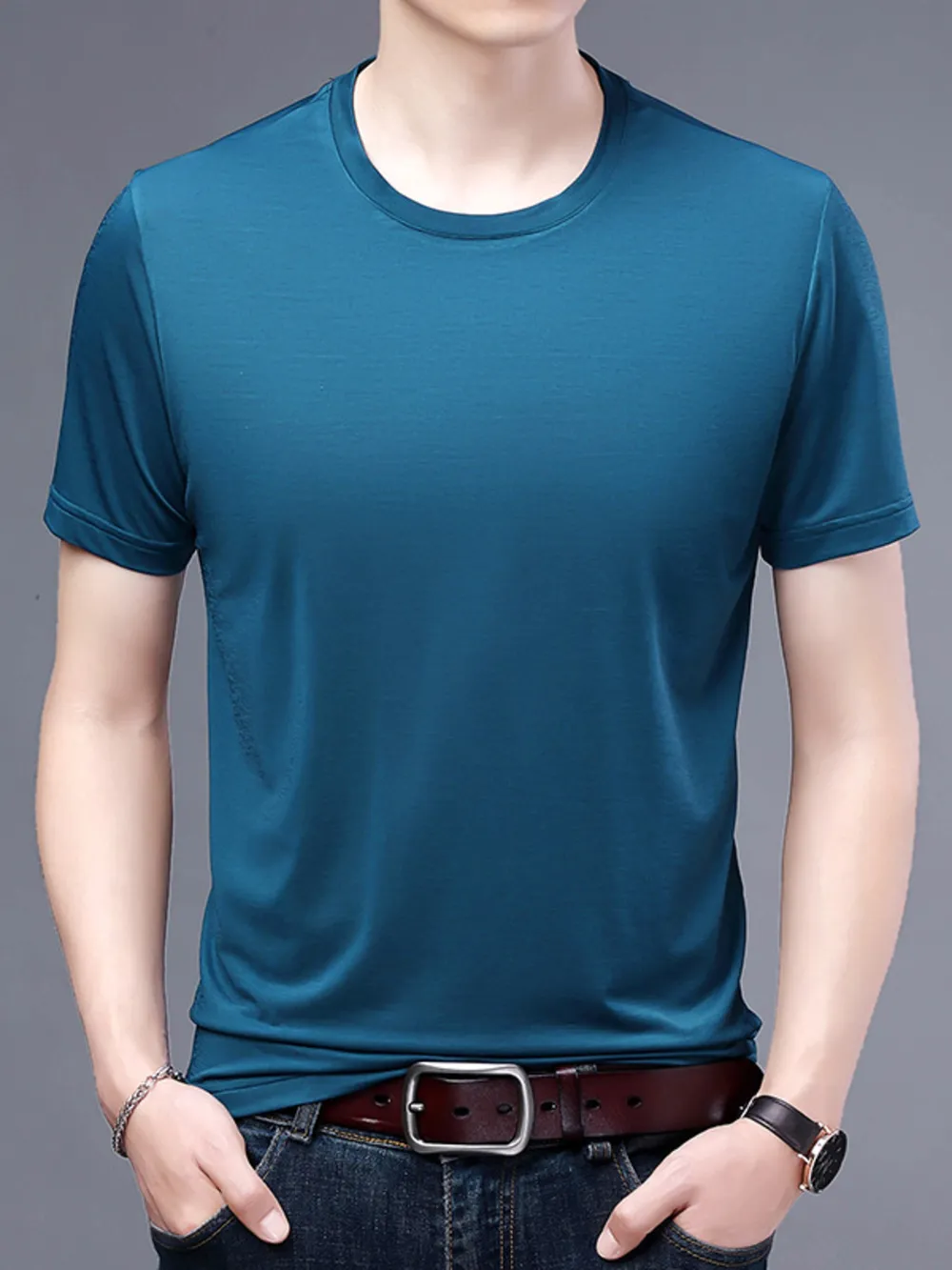 Men's Plus Size Classic Crew Neck Basic T-Shirt, image 4