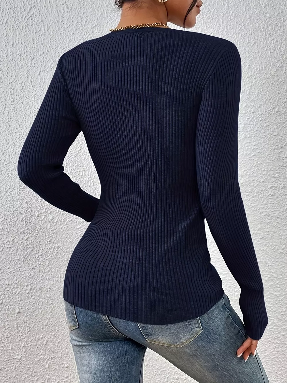 Ribbed Knit Button Front Knit Top, image 8