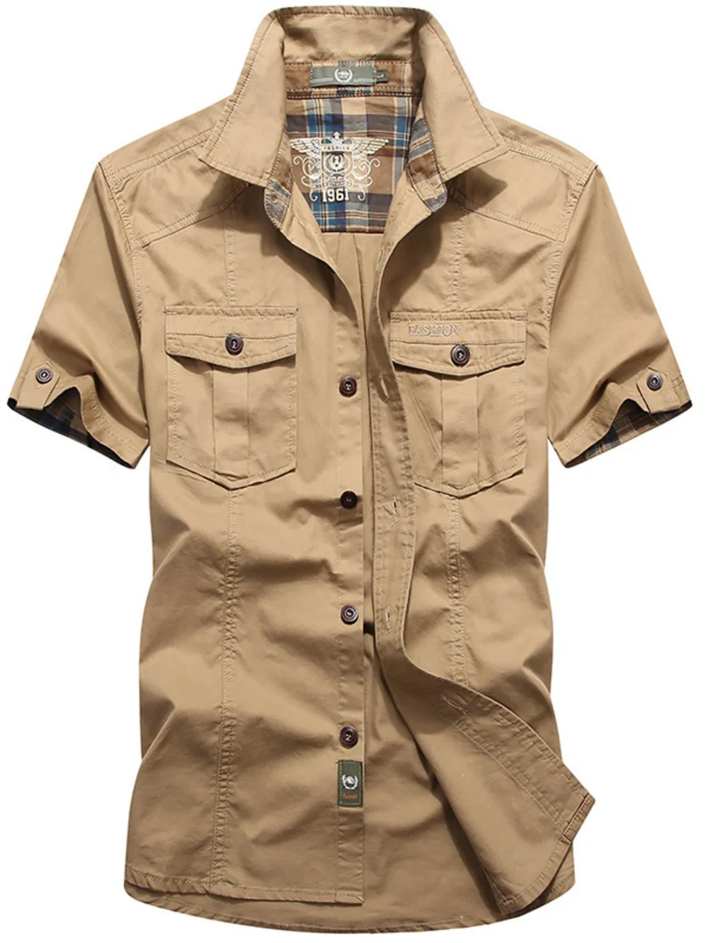 Men's Plus Size Casual Short Sleeve Cargo Shirt
