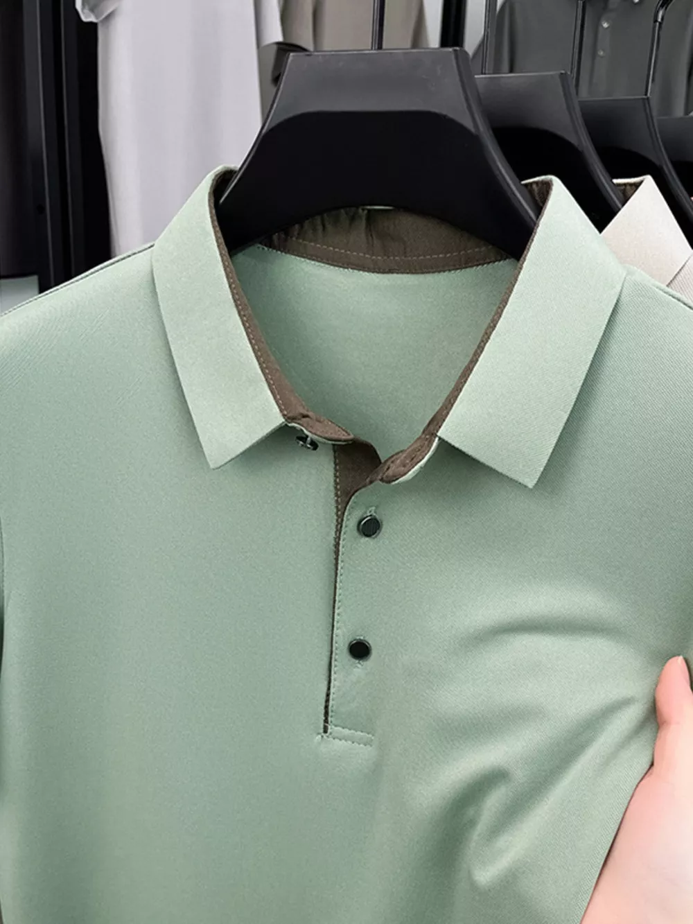 Men's Plus Size Button Detail Short Sleeve Polo, image 8