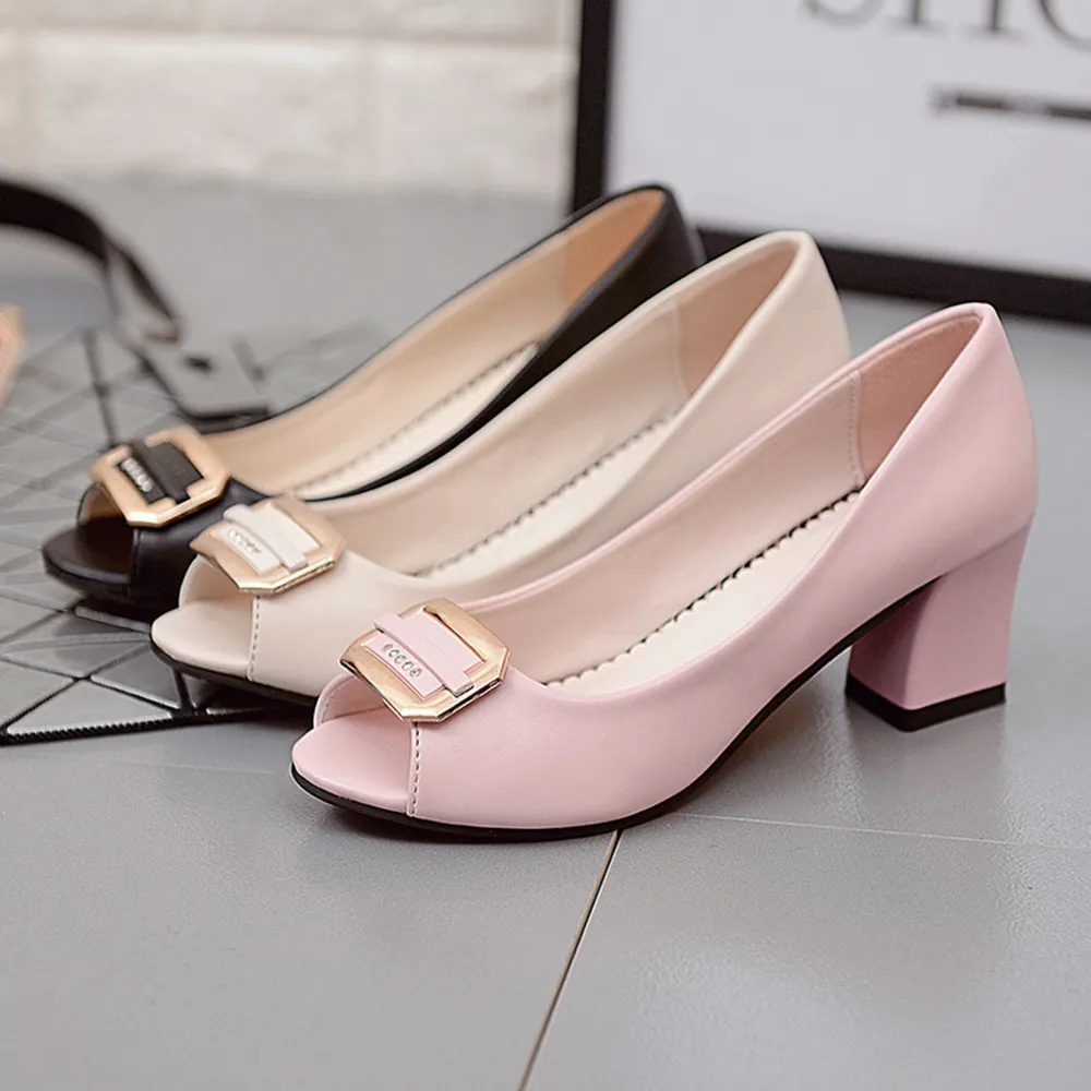 Peep Toe Block Heels Sandals, image 2