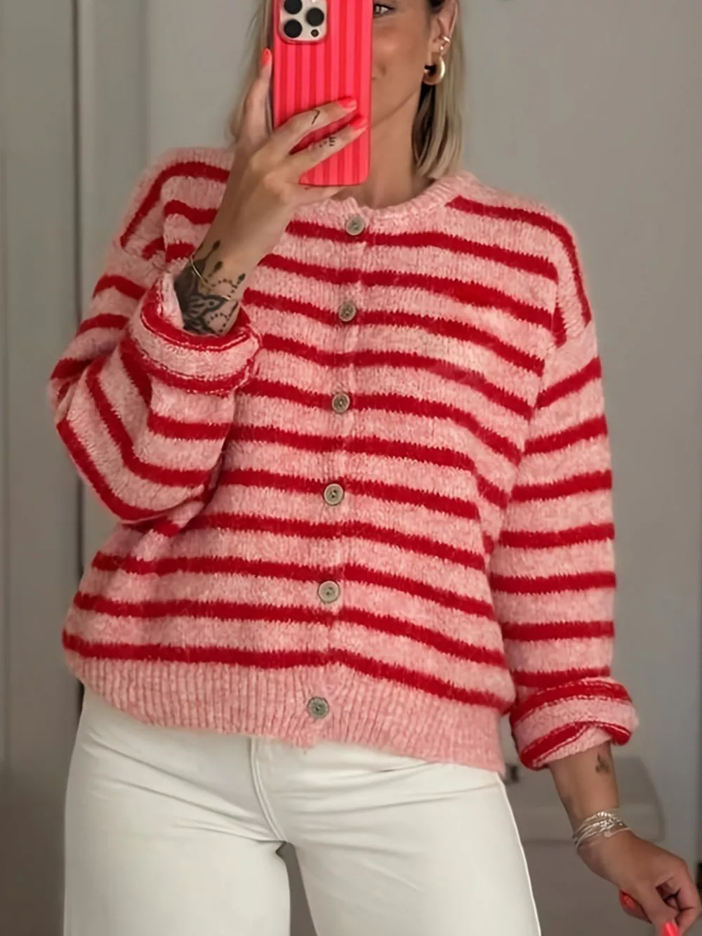 Striped Button-Down Cardigan, image 3