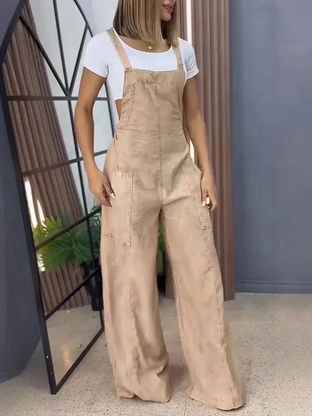 Full Size Wide Leg Washed Denim Overalls Plus Size, image 7