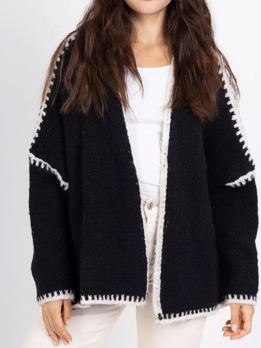 Contrast Trim Open Front Cardigan, image 11