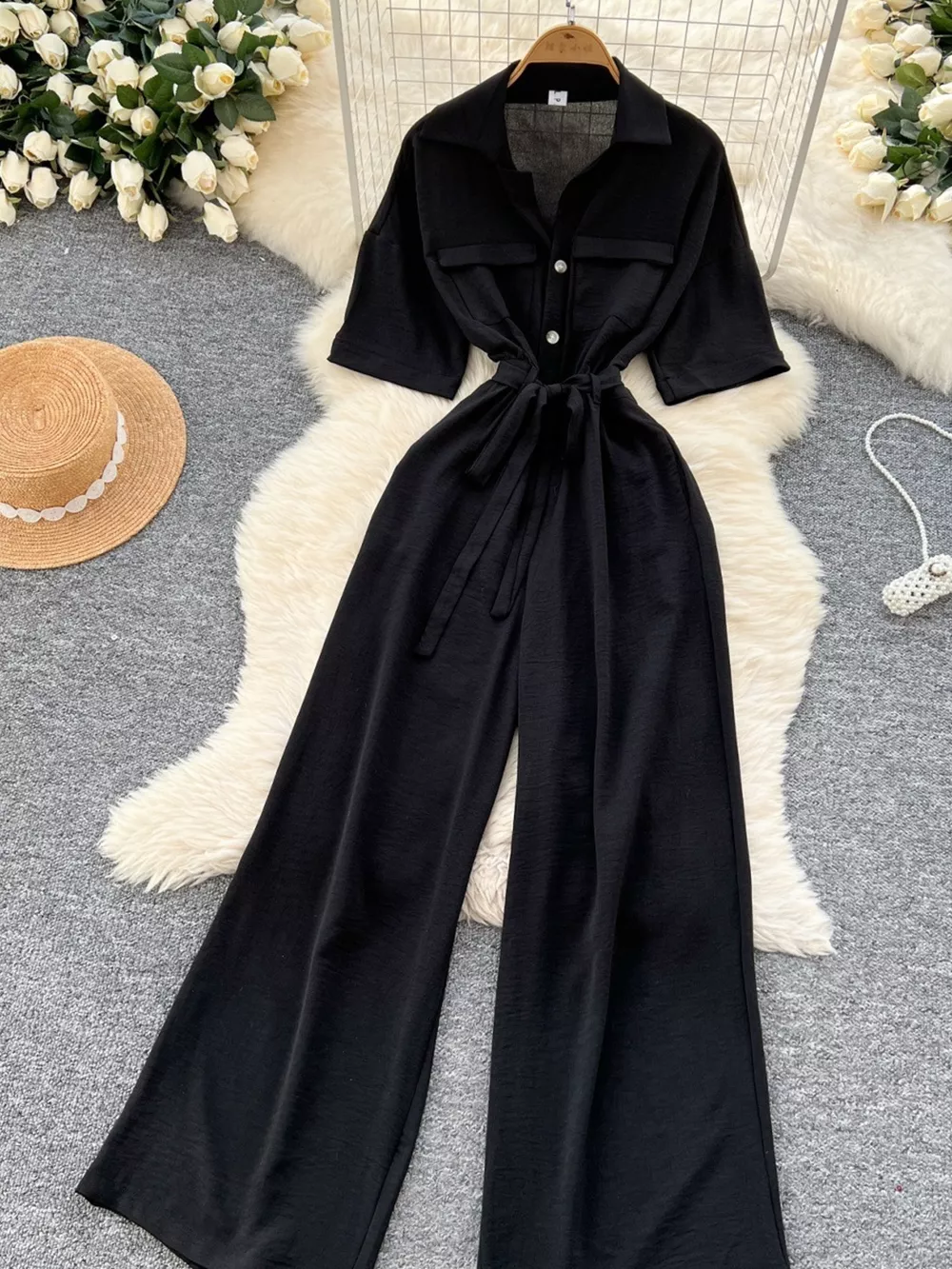 Tie Waist Wide Leg Jumpsuit, image 4