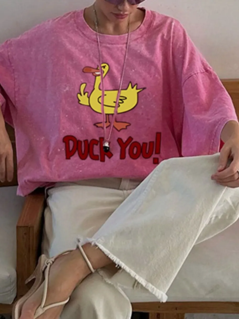 Duck Graphic Oversized Round Neck T-Shirt, image 5