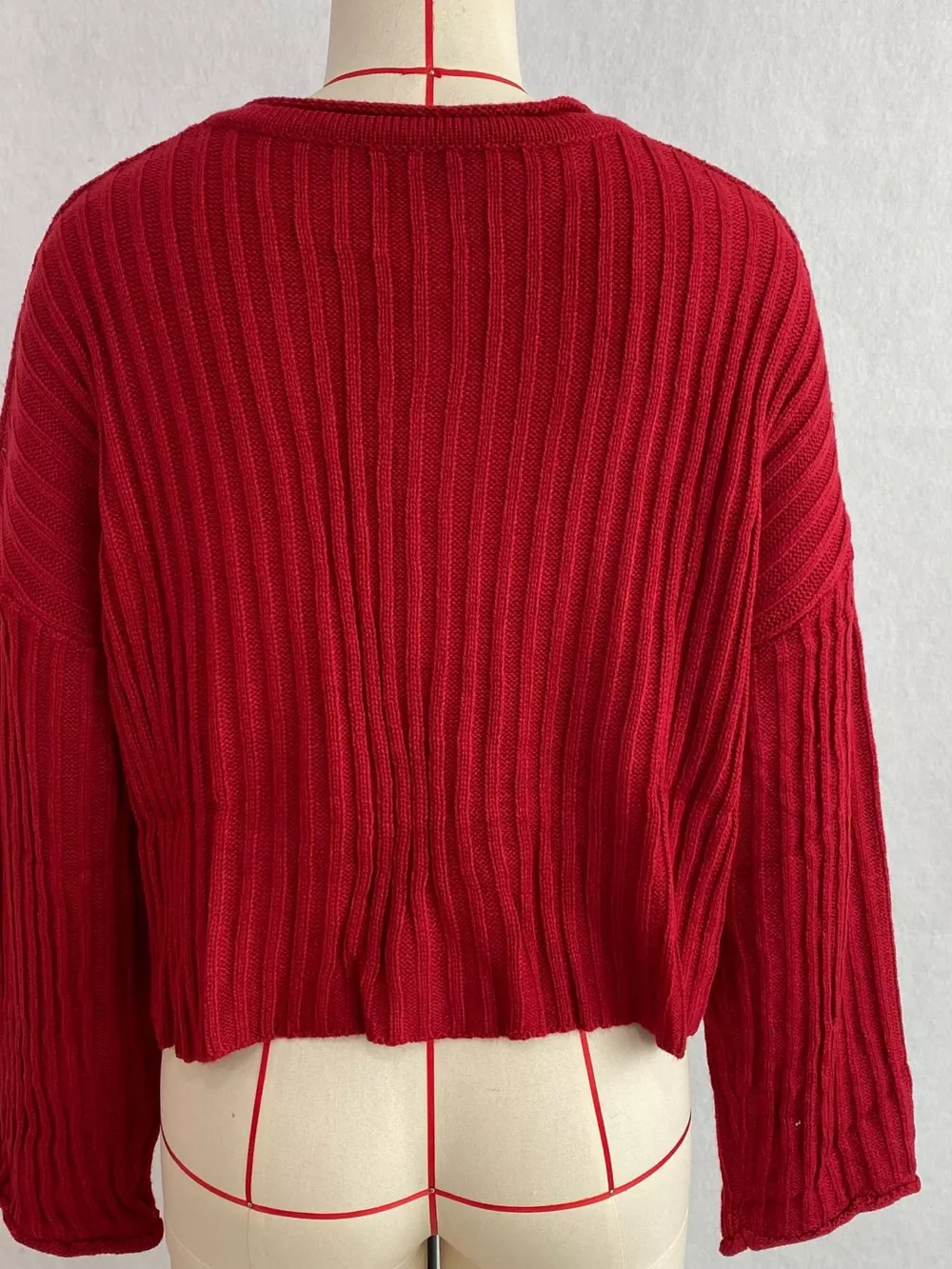 Ribbed Lace-Up Crop Sweater, image 15
