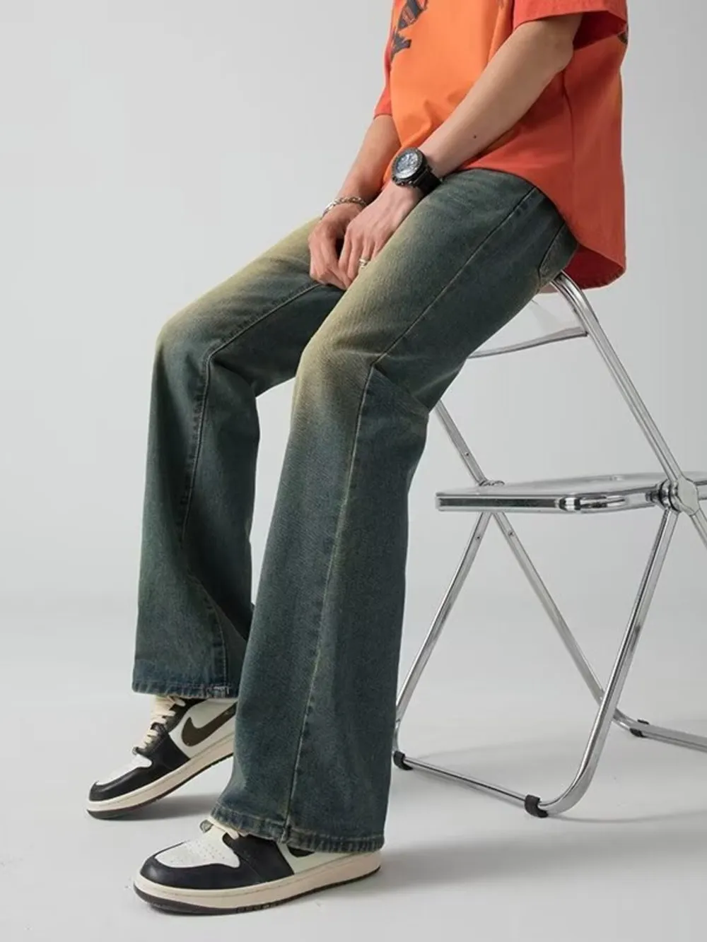 Men's Plus Size Vintage Wash Wide Leg Jeans, image 4