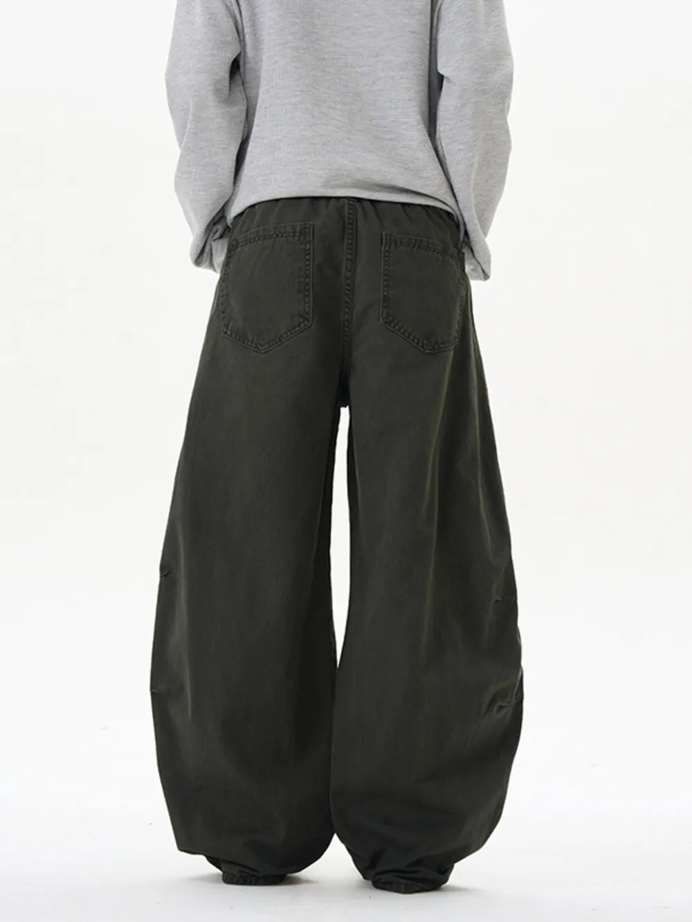 Men's Washed Wide Leg Curved Cargo Jeans, image 5