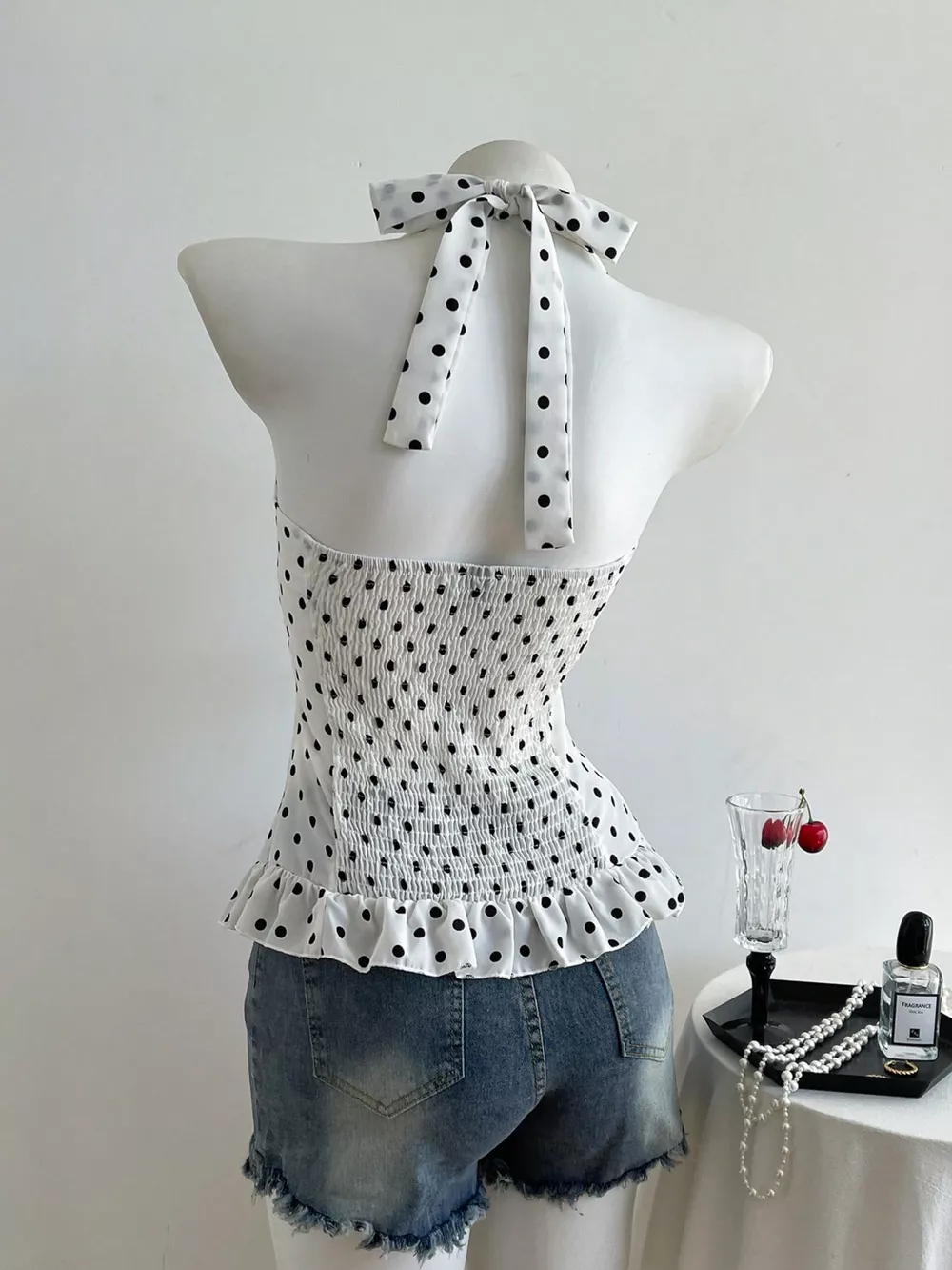 Polka Dot Halter Neck Cami, image 4