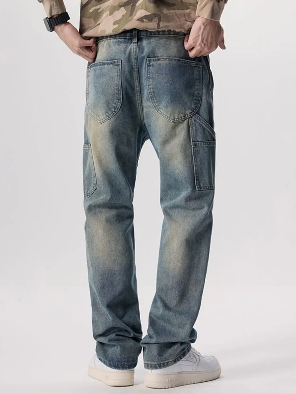 Men's Vintage Wash Wide Leg Jeans, image 2