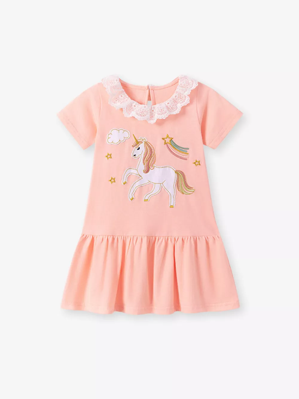 Children's Unicorn Embroidered Lace Collar Casual Dress, image 2