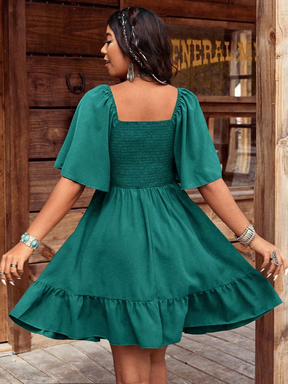 Embroidered Flutter Sleeve Mini Dress, image 16