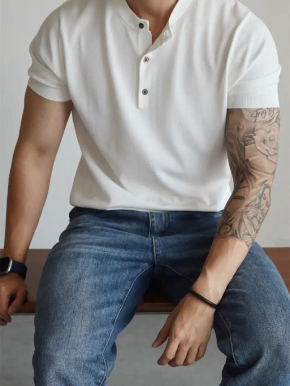Men's Button Detail Short Sleeve T-Shirt, image 2
