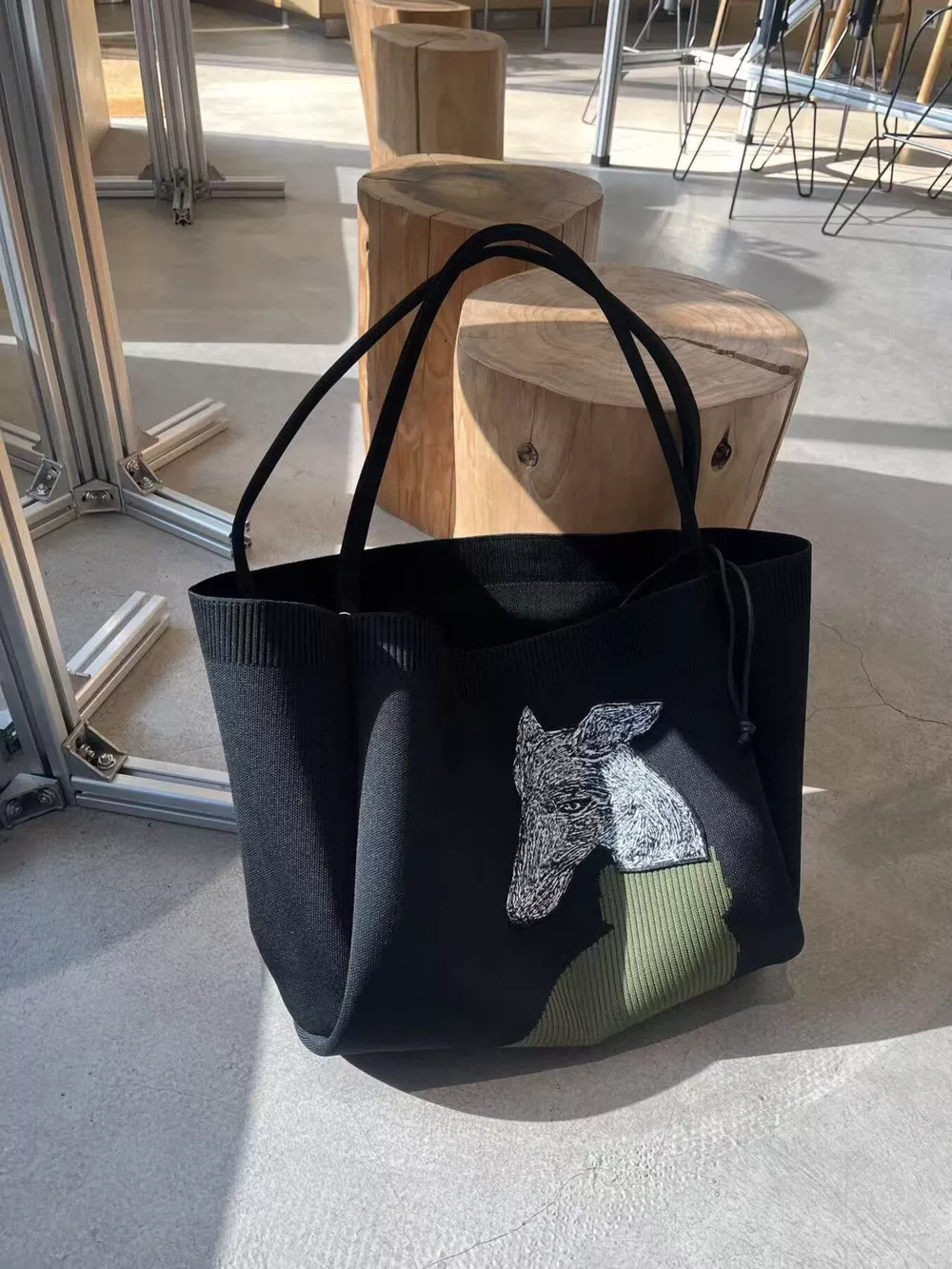 Dog Knit Shoulder Bag