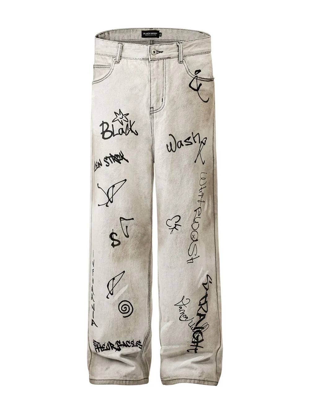 Men's Graffiti Art Loose Fit Jeans, image 3