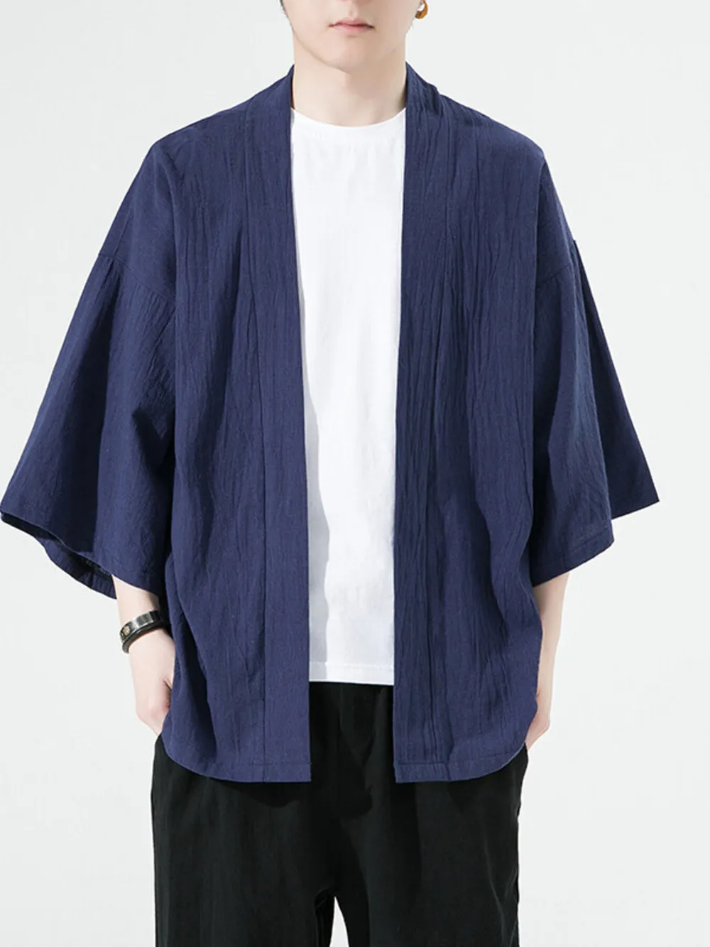 Men's Plus Size Casual Open Front Cover Up, image 4