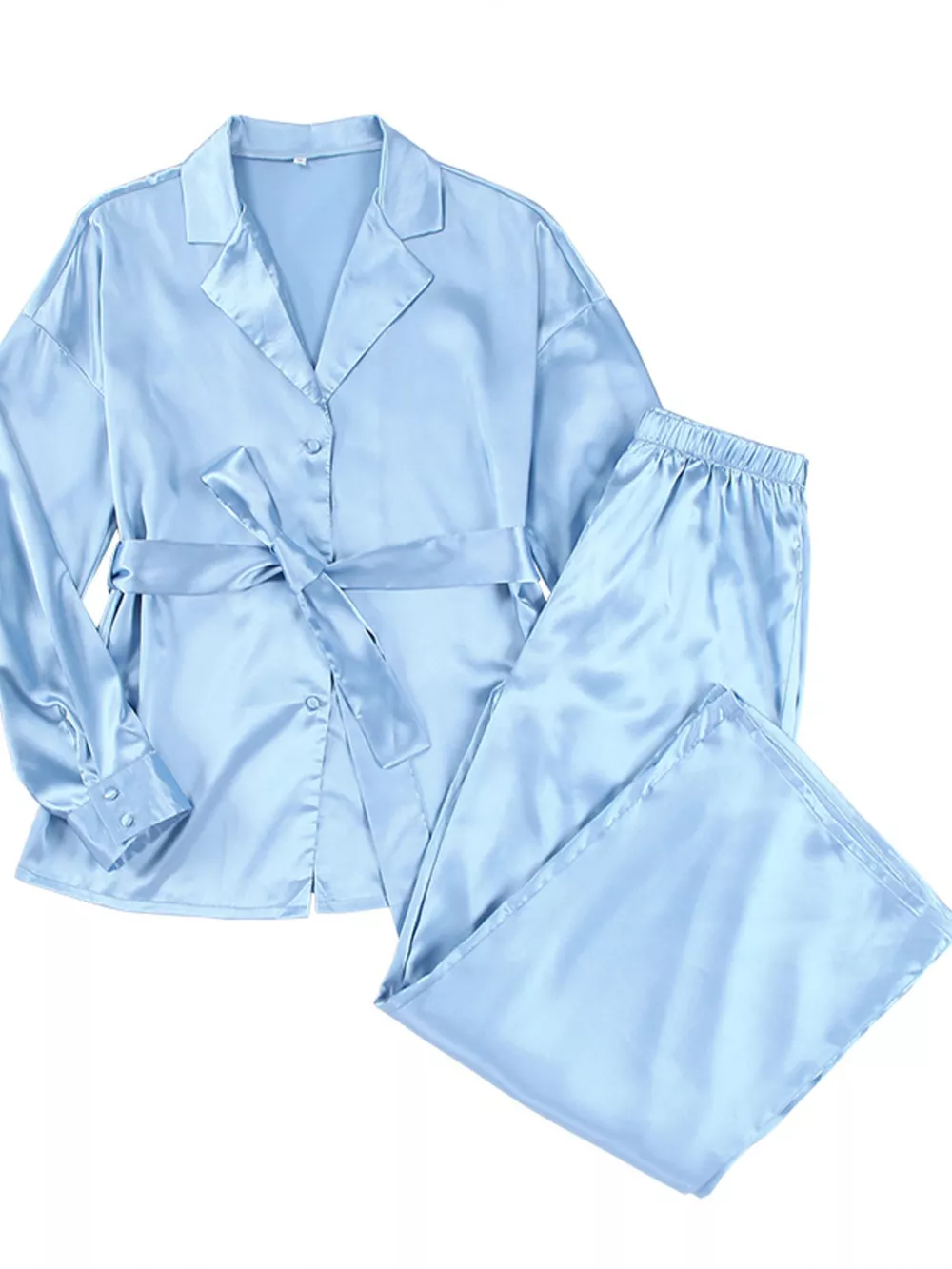 Satin Long Sleeve Shirt and Pants Set, image 3