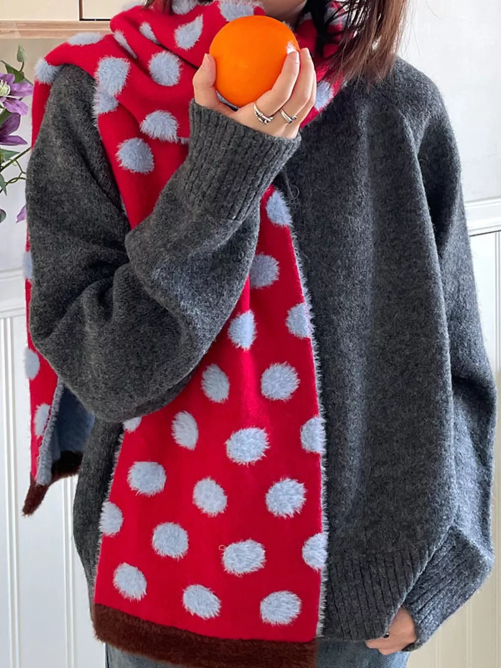 Fuzzy Polka Dot Scarf, image 8