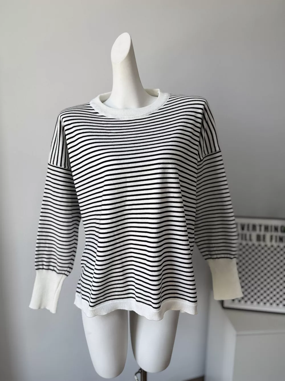 Striped Round Neck Knit Top, image 3