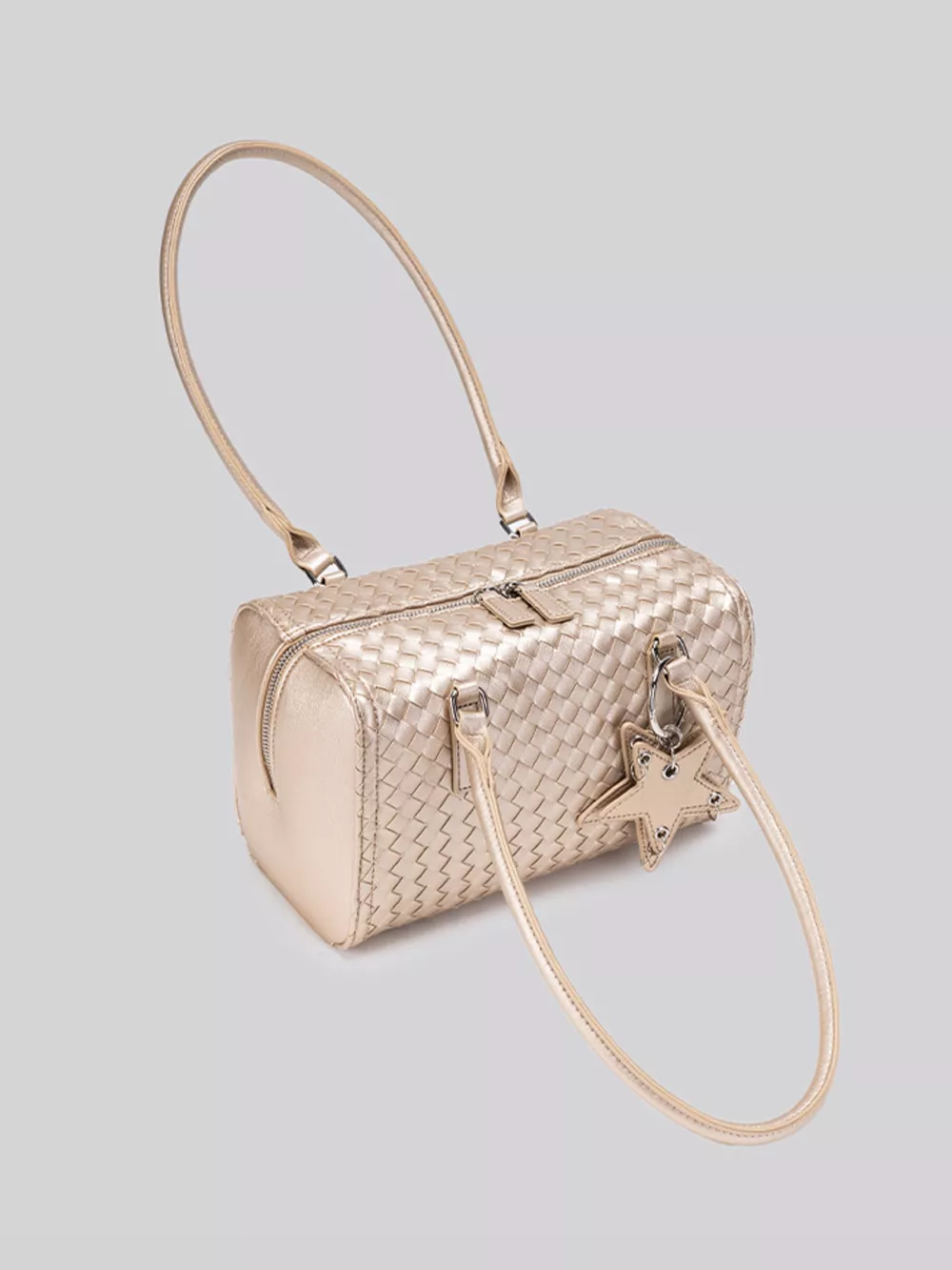 Metallic Woven Texture Shoulder Bag with Star Charm, image 7