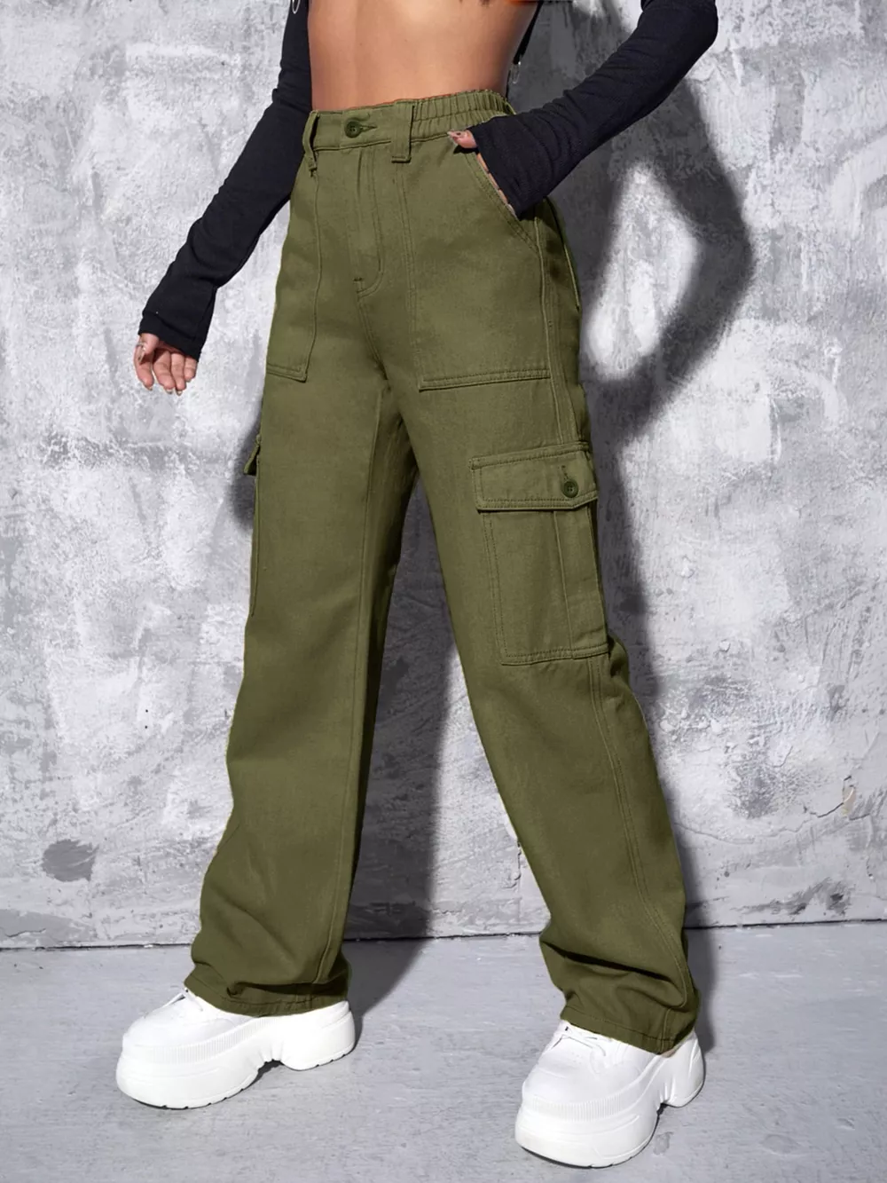 High-Waisted Cargo Jeans, image 20