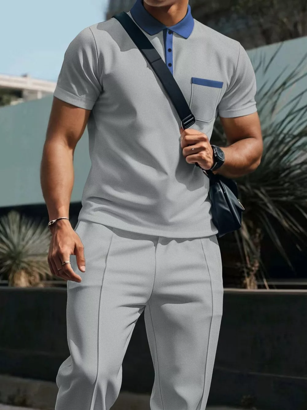 Men's Full Size Short Sleeve Polo and Pants Set Plus Size, image 13